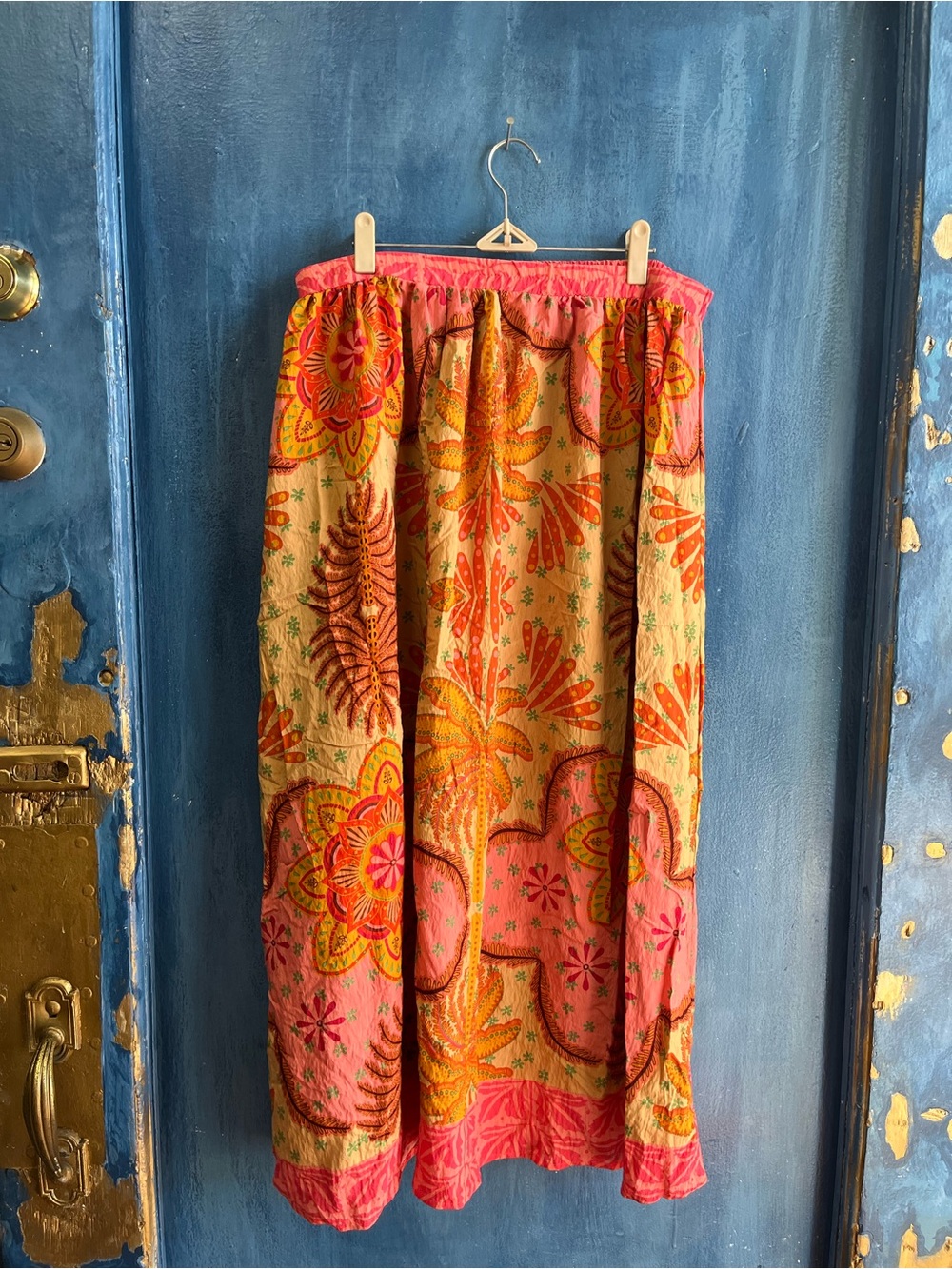 Pink Floral Tie-Waist Sarong Skirt
